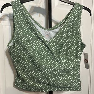 Green Polka Dot Women's Swim Top